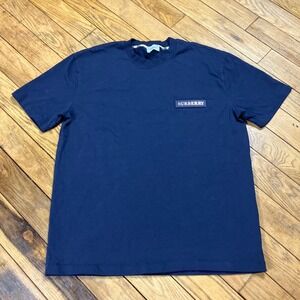 Burberry Navy Blue Rubber Logo Patch 100% Cotton T-Shirt XL 8069762 Mens